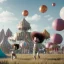 Placeholder: Ultra realistic circus scene. Sweet big hair monster flying. Child’s playing. one strong man, smile. happy, color bubbles, smooth color, waist up view, Wes Anderson style, dark ambient, highly detailed, concept art, unreal engine 5, god rays, ray tracing, RTX, lumen lighting, ultra detail, volumetric lighting, 3d, finely drawn, high definition, high resolution.