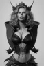 Placeholder: Kim Basinger as evil queen in black leather, busty, cleavage, curvy, angry, happy, stern look. character design by cory loftis, fenghua zhong, ryohei hase, ismail inceoglu and ruan jia. unreal engine 5, artistic lighting, highly detailed, photorealistic, fantasy