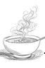 Placeholder: Outline art for coloring page, A JAPANESE CHAWAN TEACUP. A SHORT LIT CIGARETTE JOINT ON THE SAUCER. WHISPS OF SMOKE, coloring page, white background, Sketch style, only use outline, clean line art, white background, no shadows, no shading, no color, clear