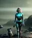 Placeholder: Ultra Realistic retro sci-fi 1960 scene, waist up view portrait, blonde woman, sweet young Marilyn Monroe face, perfect iris, tight latex coat, alien planet background, tight style, steel sphere dron levitating, fog, rain, soft color, highly detailed, unreal engine 5, ray tracing, RTX, lumen lighting, ultra detail, volumetric lighting, 3d, finely drawn, high definition, high resolution.