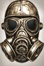 Placeholder: warrior portrait, Bronze metal gas-mask, comic style