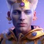 Placeholder: A portrait of a crystalised blue pink king, gold, sunny background, atmospheric, realistic, unreal engine, lighting, octane render.