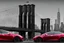 Placeholder: A Tesla's 'Model S' is parked, on the 'Brooklyn Bridge' in New York. CINEMATIC. WIDE ANGLE LENS. PHOTO REAL.