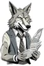 Placeholder: a humanized wolf who can help in reading a document