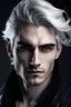 Placeholder: fantasy man with silverish hair and black eyes