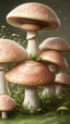Placeholder: Mushroom biome closeup, light reflection, pastel colors, pink and green, hd, detailed, full 4k resolution