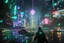 Placeholder: Cyberpunk district with giant foggy skyscarpers, cars, FoV: 100, HD, Unreal Engine 4, heavy rain, rainy streets reflection, neon signs, low contrast, grainy, less color, titanfall,