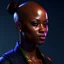 Placeholder: game art style character realistic black woman bald