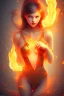 Placeholder: Girl covered by fire, cute, beautiful