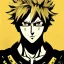 Placeholder: Detailed anime portrait of bakugo from my hero academia, gold hair and golden eyes, black suit, intricate details, full body portrait, keep head in frame, slight smile, black Japanese motif, concept art, highly detailed, digital painting, concept art, sharp focus, illustration, art by Yoji Shinkawa, WLOP and greg rutkowski and alphonse mucha and artgerm and yanjun Chen and Junji ito and Makoto Shinkai, HDR, octane render