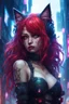 Placeholder: CAT GIRL, FANTASY, VINES, SOULLESS, FLUFFY TAIL, RED HAIR, CYBERPUNK