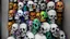 Placeholder: hundreds of anatomically correct, human skulls stacked into a wall unusual neon lighting, high octane, 64k, dystopian, vray, a picture of a dark, comedic, anatomically correct wall of colorful tightly packed skulls of varying sizes and expressions, photo-realistic, insanely meticulous, highly detailed,, 64k, dystopian, vray