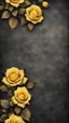 Placeholder: Hyper Realistic grungy multicolored small yellow roses border background with rustic black jeans texture & vignette effect