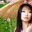 Placeholder: close-up portrait of gorgeous, stunning asian woman with bamboo umbrella, cherry blossoms, kimono, realistic, photo illustrative, ornate, 8K resolution, high-quality, fine-detail, digital art, detailed matte, brian froud, howard lyon, selina french, anna dittmann, annie stokes, lisa parker, greg rutowski, alphonse mucha