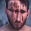 Placeholder: portrait photography of perfect face lionel messi crying, Fire theme art, Dark moody night atmosphere, 8K, close-up face, ignore NSFW,magic,city, steampunk, chief ,apocalypse, set , sorrow,cyborg,