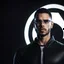 Placeholder: DJ Afrojack The beard glasses manin a mega cool white iron super suit with on his arms and shoulders, hdr, (intricate details, hyperdetailed:1.16), piercing look, cinematic, intense, cinematic composition, cinematic lighting, color grading, focused, (dark background:1.1)