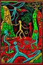 Placeholder: STICK MAN CAVE PAINTING in the style of Hiroshi Nagai