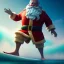 Placeholder: Santa standing of surfboard surfing a big wave, surfboard, beach, character design by cory loftis, fenghua zhong, ryohei hase, ismail inceoglu and ruan jia. unreal engine 5, artistic lighting, highly detailed, photorealistic, fantasy