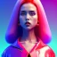 Placeholder: red hair woman, smile, purpurin, minimal latex dress, oversize velvet coat, gradient color, BLUE, PINK, CYAN, neon, insanely detailed, 16k resolution, perfect eyes, cinematic smooth, intricate detail