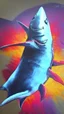 Placeholder: Spray paint shark, realistic, detailed, colorful