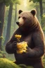 Placeholder: Bear eating honig and is in a wald and play fortnite