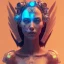 Placeholder: A beautiful portrait of a cute cyberpunk woman happy, grain on the skin, tribal tatoos, orange color scheme, high key lighting, volumetric light high details with white stripes and feathers full length clean art NFT, soft lighting, soft pastel gradients, high definition, blender 3d cinematic, op art, visionary art, sacred geometry, fractal, white balanced