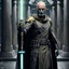 Placeholder: star wars bald male corellian pilot wearing pearlescent black and gunmetal grey First Order special forces heavy assault stealth commando armor and helmet with gold trim inside the jedi temple, hyperdetailed, dynamic lighting, hyperdetailed background, 8k resolution, volumetric lighting, light skin, fully symmetric details