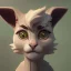 Placeholder: A cute friendly cat looking gargoyle pet with goat horns and wings Nick Harris style