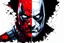 Placeholder: Poster in two gradations, split in half, one side "deadpool", other side "batman", midline of the face, painting by Yoji Shinkawa, tones and colours randoms, , detailed iridescent, metallic, translucent, dramatic lighting, hyper futuristic, digital art,