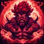 Placeholder: Akuma glowing red, in bohemian art style, background yorks