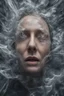 Placeholder: A realistic , 8k high quality image of a person's face from above, face is covered with a plastic, can't breath, suffocating with the face showing like vacuumed under the plastic, eyes open and looking in fear, metaphorically depicting the suffocating grip of anxiety, gothic and dramatic, chaos80 , with debree flying around, abstract