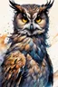 Placeholder: ink wash and watercolor concept illustration of a fanciful hybrid Pharaoh Eagle Owl girl character with wildly flowing hair, ornately dressed with highly detailed feathers and facial features in the comic book style of Bill Sienkiewicz and Jean Giraud Moebius, with a fine art aesthetic, highly detailed , boldly inked, 4k UHD cinegraphic quality