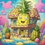 Placeholder: Spongebob TV Show Cartoon iconic still of a Pineapple House under the sea, cartoon art, colorful, detailed illustration by Stephen Hillenburg