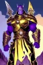 Placeholder: Thanos, the commander of the army of aliens and the king of the entire galaxy, is ready to go on a campaign with his two large swords, his very beautiful and impenetrable armor with his golden helmet, standing on top of a hill with his sword with infinity gauntlet