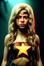 Placeholder: portrait, Shakira, blonde, angry, Realistic image, superhero, watchmen style, gold make-up, blood, sweat, fog, goddess style, Neon colors, leds. Black background, photo studio, concept art, smooth, unreal engine 5, god lights, ray tracing, RTX, lumen lighting, ultra detail, volumetric lighting, 3d, finely drawn, high definition, 4k.