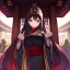 Placeholder: Clear focus,High resolution, black long hair, Vibrant red eyes, Emo style, Shrine Maiden clothes