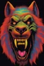 Placeholder: in the dead of night the bright moon shines down on a giant, extremely colorful werewolf facial portrait, acrylic on canvas, florescent black light poster, in the art style of Boris Vallejo,