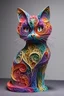 Placeholder: 3D statue of a multicolored cat made of paper filigree., cinematic, vibrant