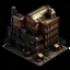 Placeholder: A high resolution very realistic, izometric image of "Warehouse". in the style of the game Factorio with no background with a 10 pixel transparent margin. The style is steampunk, factory, pollution, trending on ArtStation, 4K, hyper-realistic, focused, extreme details, Unreal Engine 5, cinematic