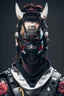 Placeholder: Cyberpunk samurai on face mask and "m" letter on top of head