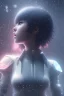 Placeholder: Beautiful Motoko Kusanagi, raining, nostalgic, cold, dark blue, gloomy, heavy fog, 8k photorealistic, cinematic lighting, high details, dramatic, atmosphereric