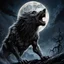 Placeholder: Dramatic Werewolf howling balefully at the full moon, in Ian Miller and Michael Whelan and Gammell style, edge light, chiaroscuro, HDR 8k, uhd, high quality, cinematic, volumetric lighting, perfect eyes, perfect pupils, perfect mouth, viscous teeth, matte oil painting, loose brush strokes, rich dark color, expressive eyes, smoke, particle effects, haze, ultra detail, light leaks, artstation trends, sharp focus, intricate details, by Jeremy Mann.