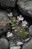 Placeholder: small beautiful flowers grow out of cracks in the grey stones and rocks