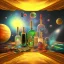 Placeholder: universe in a bottle on a velvet tablecloth,