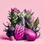 Placeholder: A cat surrounded by dragon fruits on a light background for removal