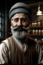 Placeholder: Turkish milk seller with a big mustache and soft beard wearing a turban in 1900 Ultra-wide angle Highly realistic precise details Detailed panoramic view Detailed distance Professional Quality 4K