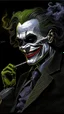 Placeholder: Bosch nightmares paining style Title: a joker face with cigarette in his mouth, smiling 8k,photography, photorealistic concept art, soft natural volumetric cinematic perfect light, chiaroscuro, award-winning photograph, masterpiece, oil on canvas, Raphael, Caravaggio, Greg Rutkowski, people, beksinski, Giger