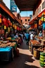 Placeholder: A vibrant, bustling tea market in Morocco, with colorful stalls selling a variety of teas, spices, and traditional teapots, all surrounded by the bustling sounds and smells of the market.