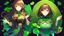 Placeholder: rave poster with Four-leaf clover catear girl brown hair