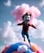 Placeholder: Ultra realistic clouds sky scene, wide angle, medium shot view, portrait, sweet Child, free jumping flying, trinkets, hair monster, jelly beans, balls, smile, happy, Peter Pan style, inflatable color clothing, extreme, wind, clouds sea, 20,000 feet altitude, stratosphere, soft color, highly detailed, unreal engine 5, ray tracing, RTX, lumen lighting, ultra detail, volumetric lighting, 3d, finely drawn, high definition, high resolution.